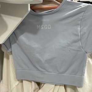 Missguided medium stretchy crop top blue white free shipping